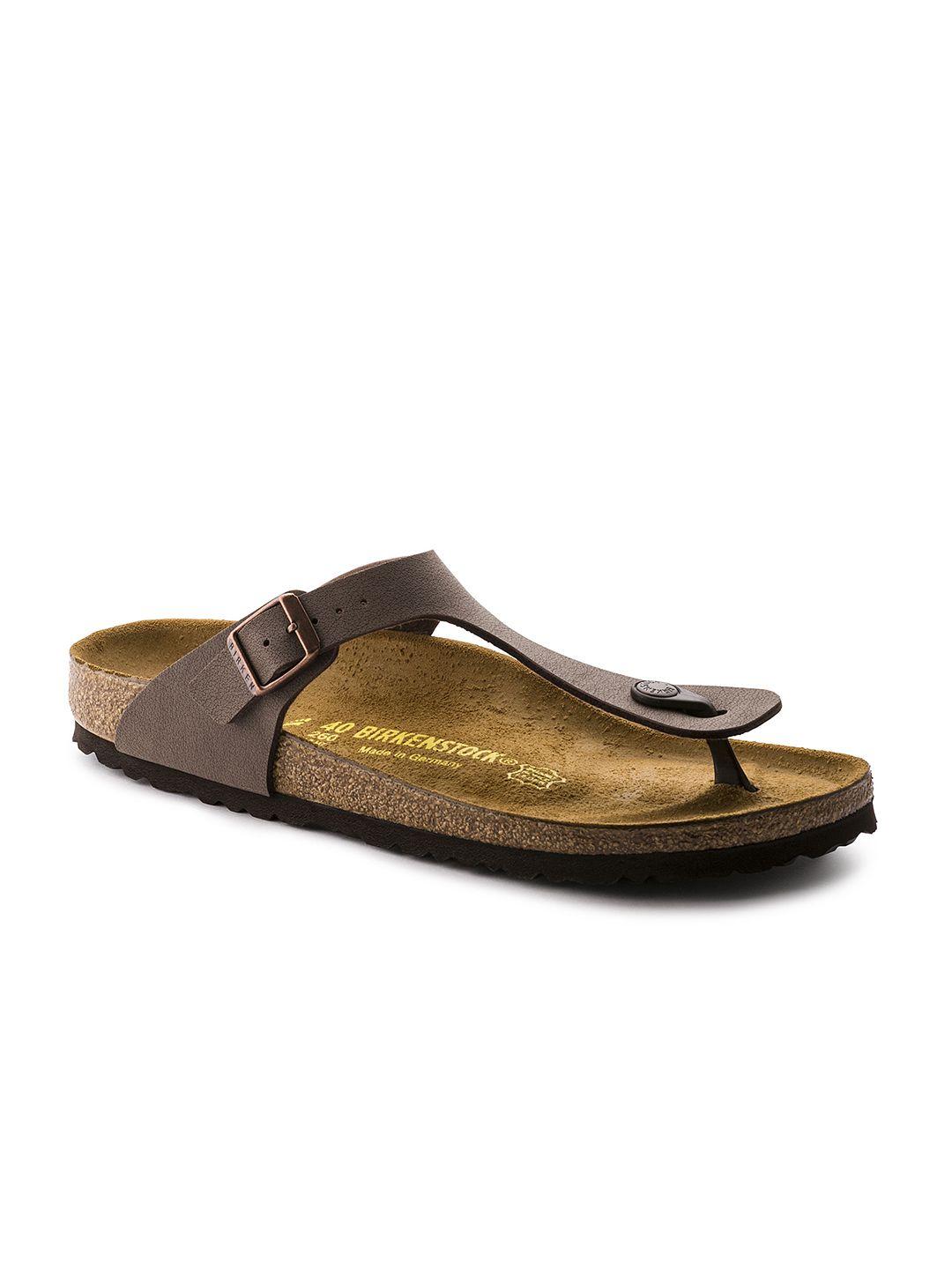 birkenstock unisex brown gizeh birko-flor regular width nubuck sandals
