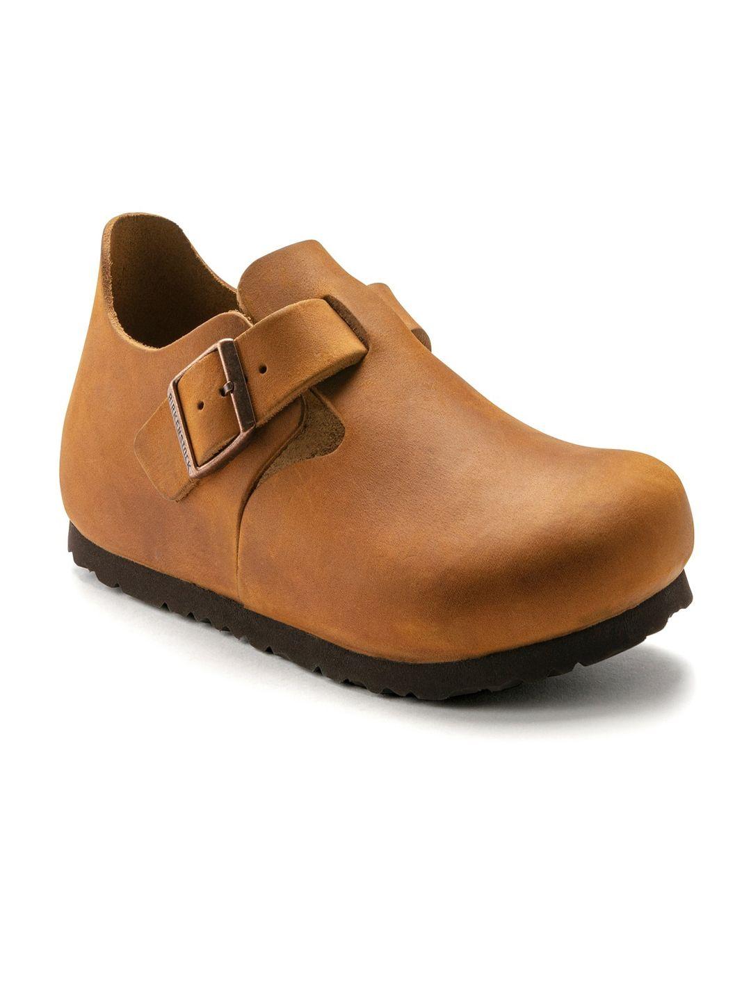 birkenstock unisex brown solid london regular width sneakers with buckle