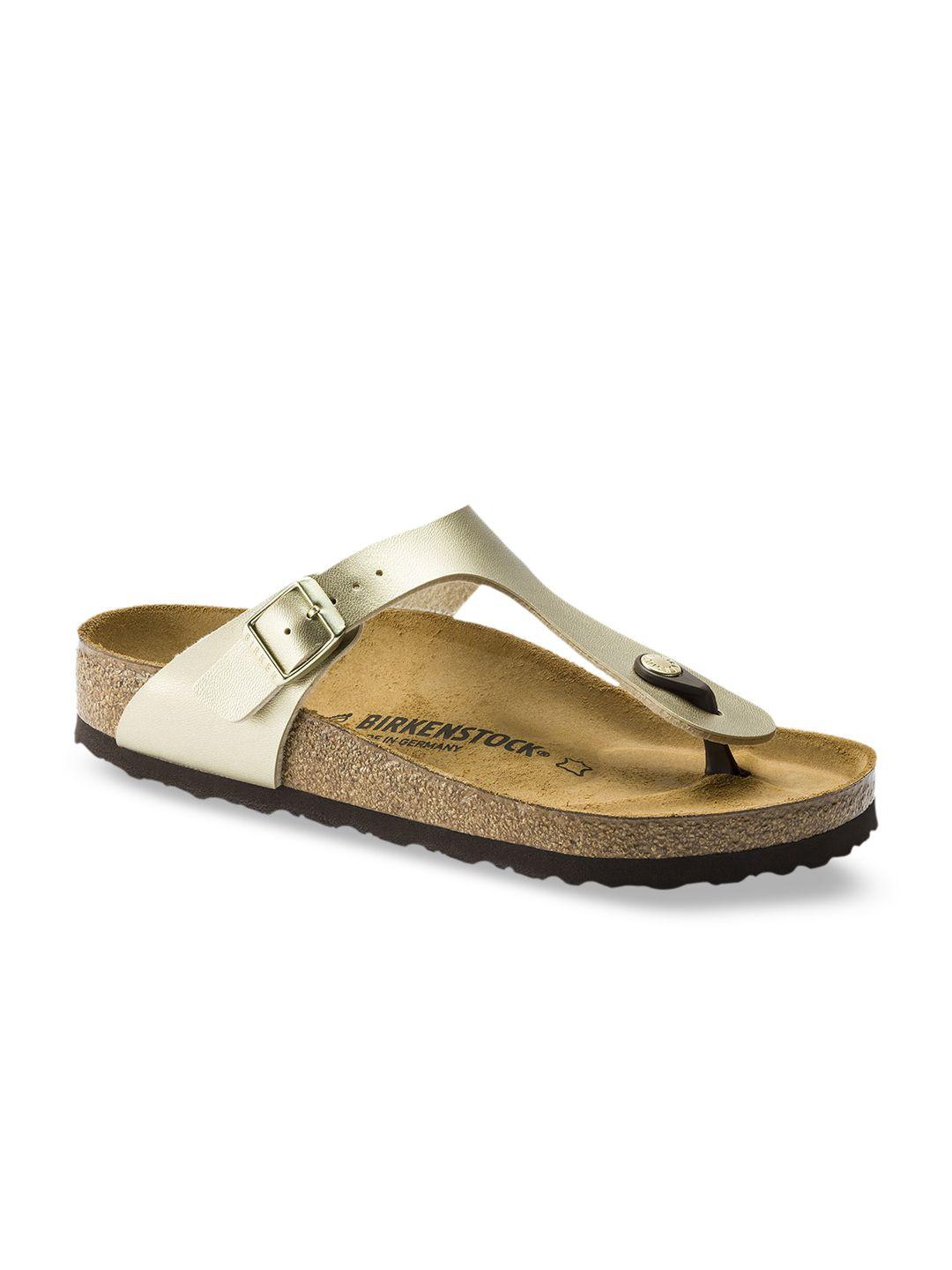birkenstock unisex gold-toned gizeh birko-flor regular width sandals