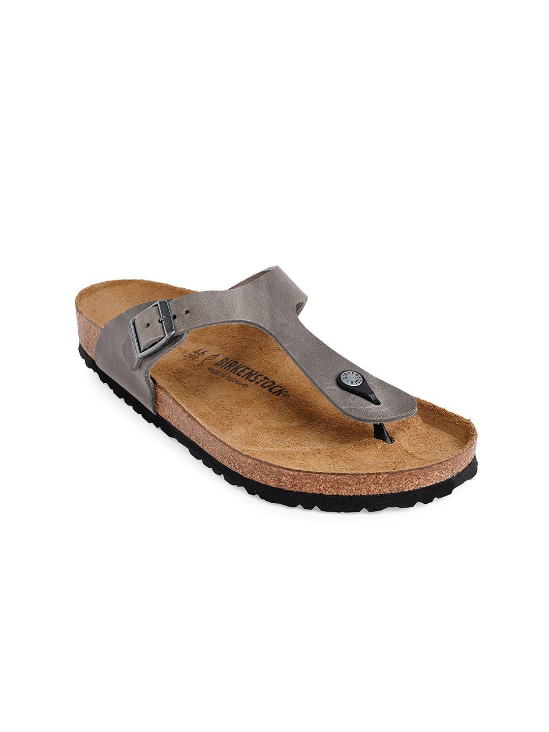 birkenstock unisex grey gizeh oiled regular width leather sandals