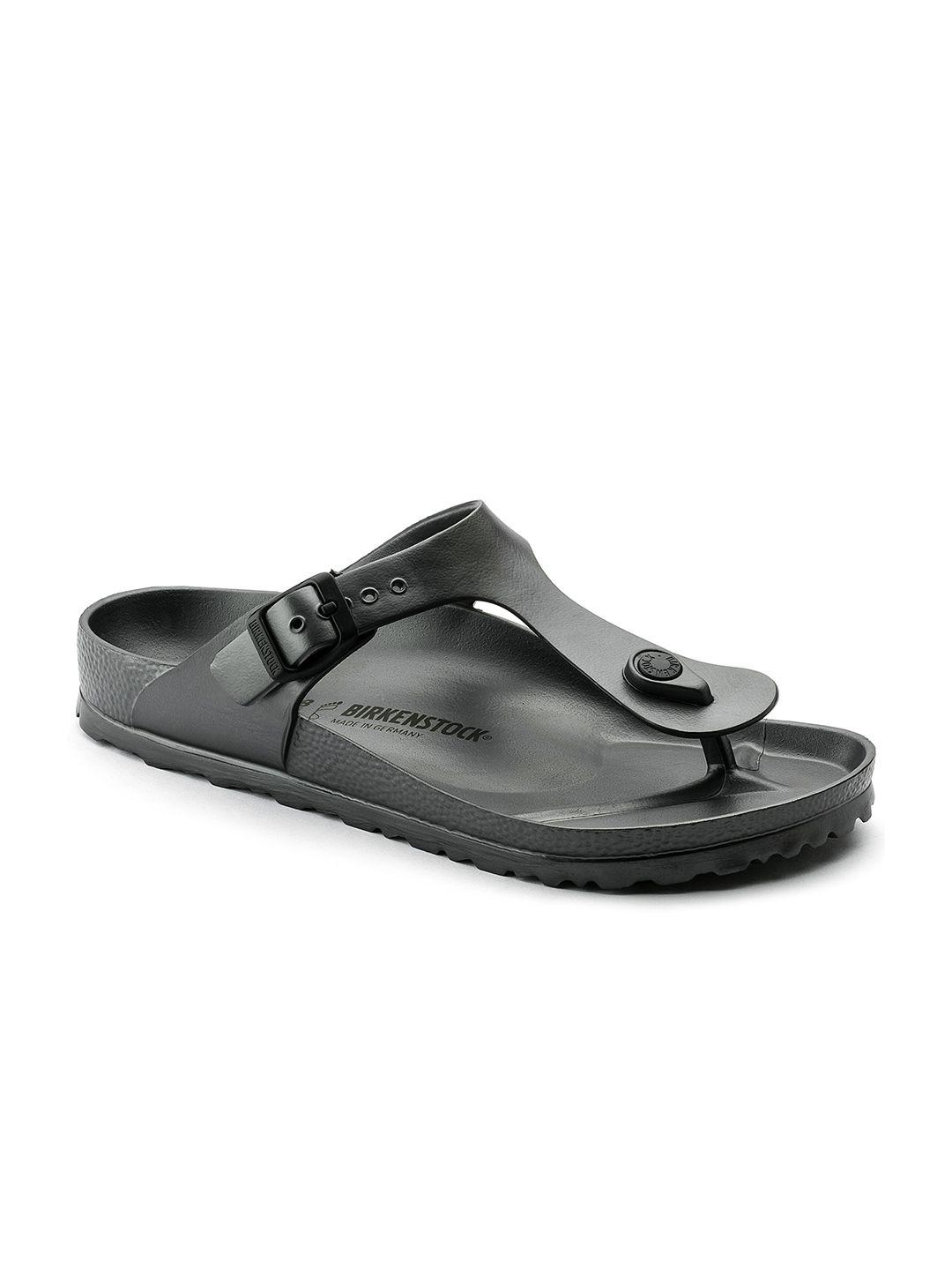 birkenstock unisex gunmetal-toned gizeh eva solid regular width comfort sandals