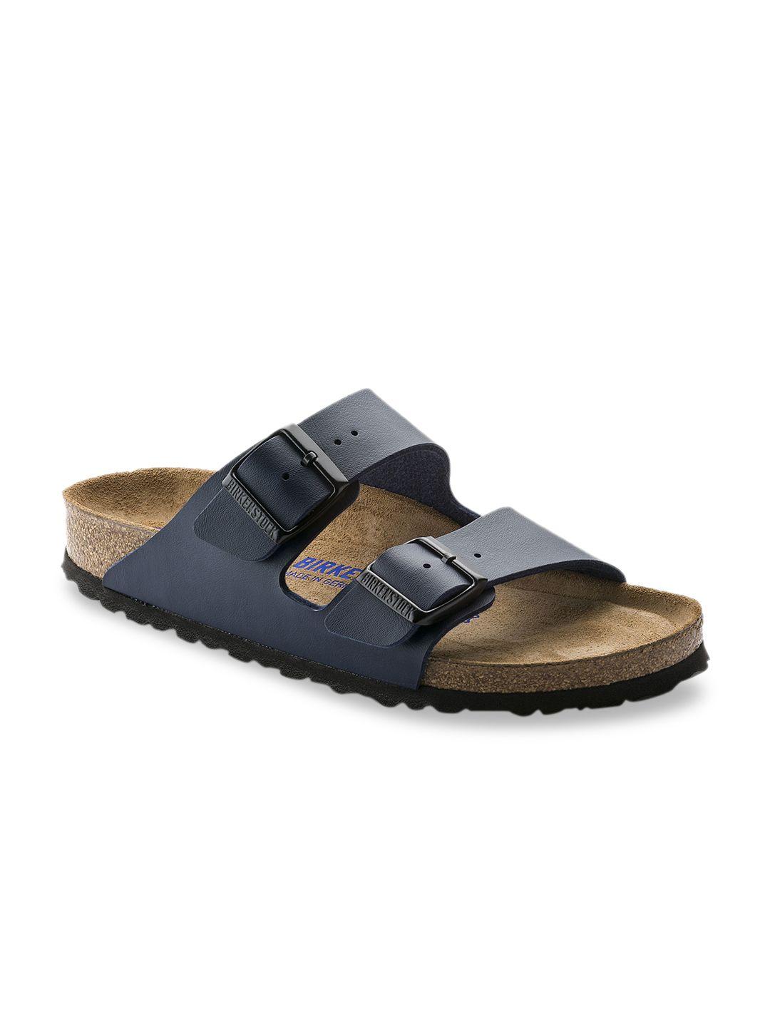 birkenstock unisex navy blue arizona birko-flor solid narrow width sandals