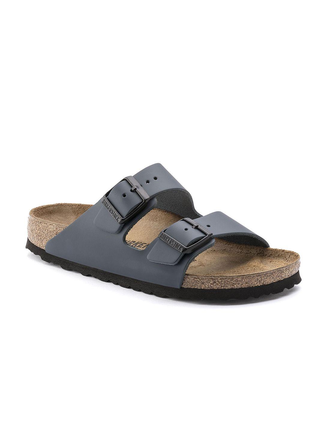 birkenstock unisex navy blue regular width solid arizona natural leather comfort sandals