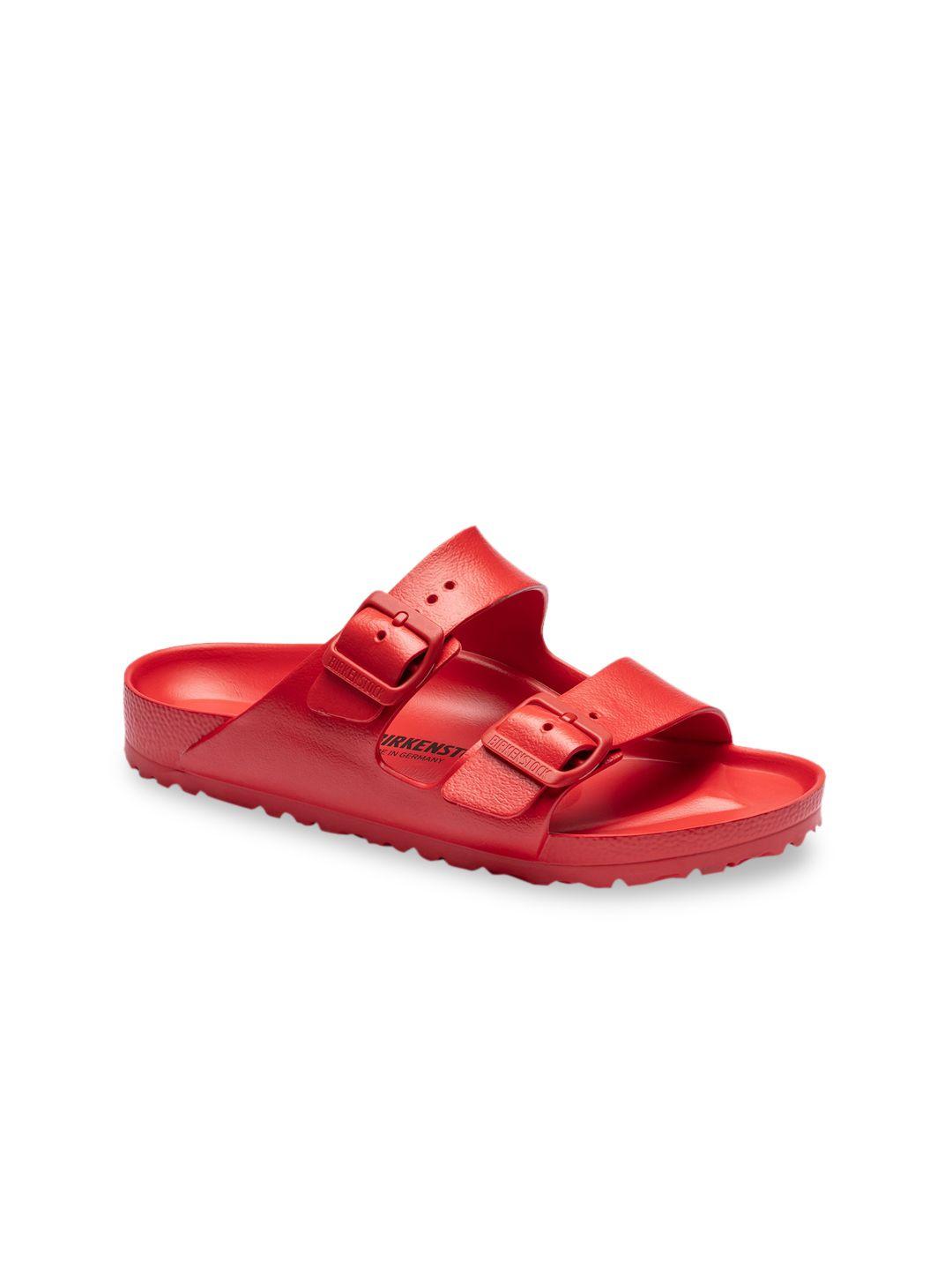 birkenstock unisex red arizona  regular width essentials sandals