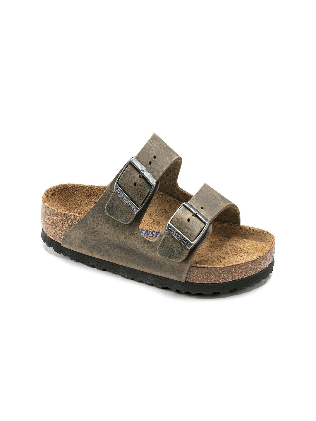 birkenstock unisex regular width brown arizona soft footbed faded slide comfort sandals