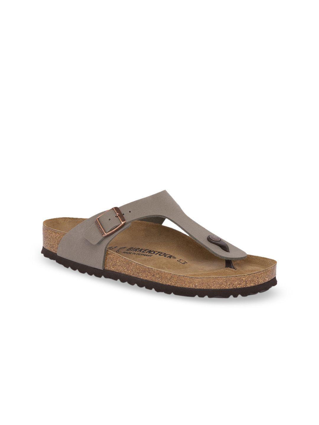 birkenstock unisex taupe solid gizeh birko-flor regular width comfort sandals