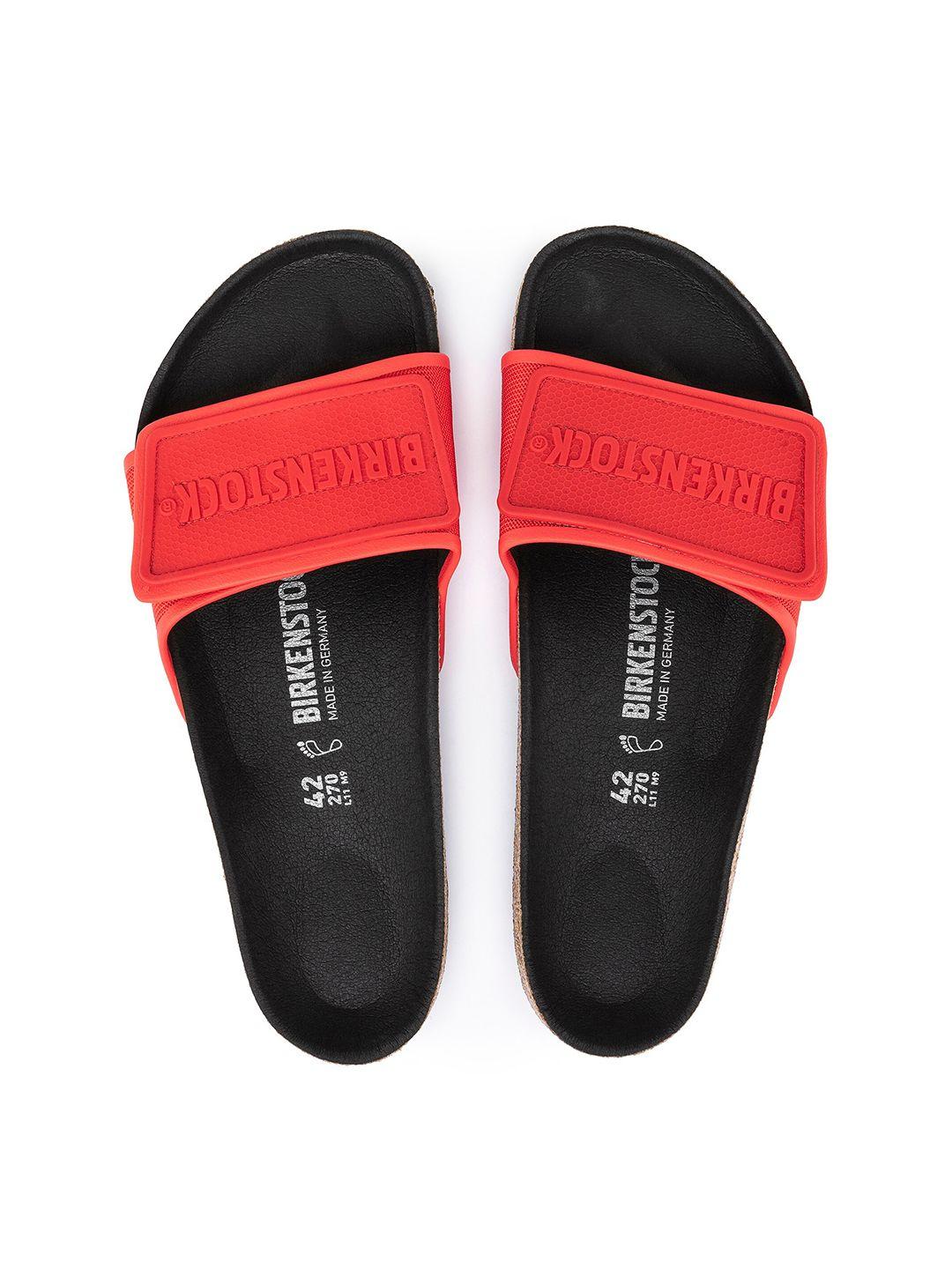 birkenstock unisex tema red narrow-width slides