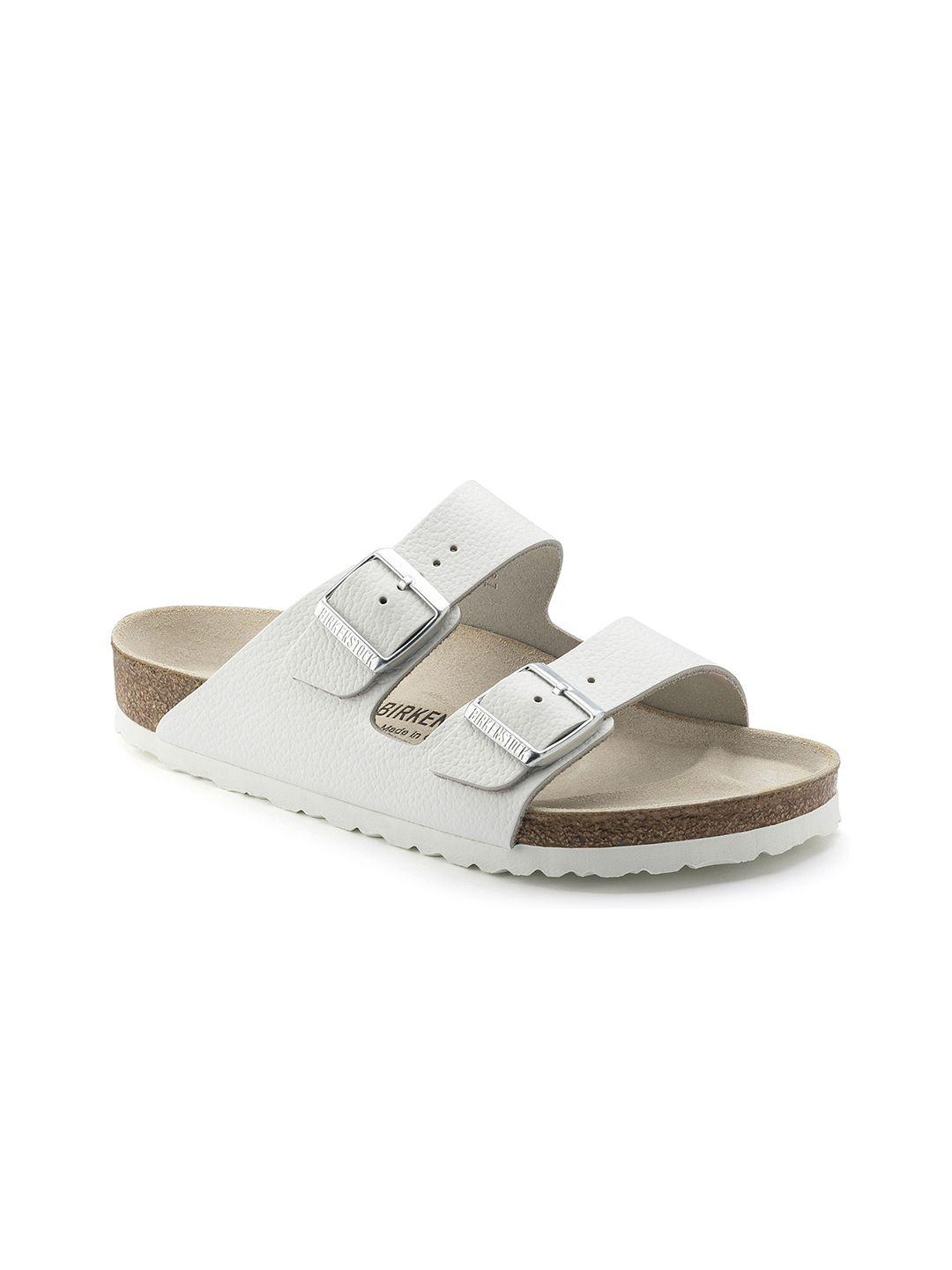 birkenstock unisex white arizona natural leather narrow width sandals