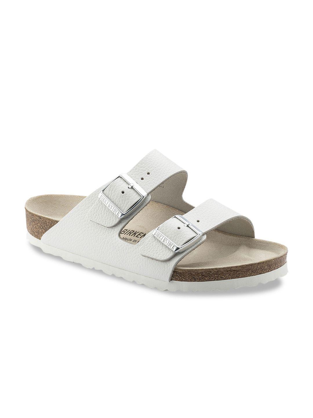 birkenstock unisex white arizona natural regular width leather sandals