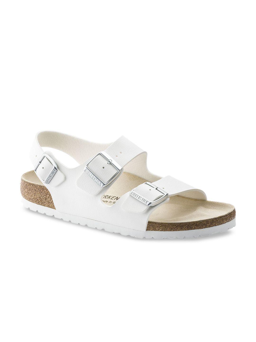 birkenstock unisex white milano birko-flor regular width sandals