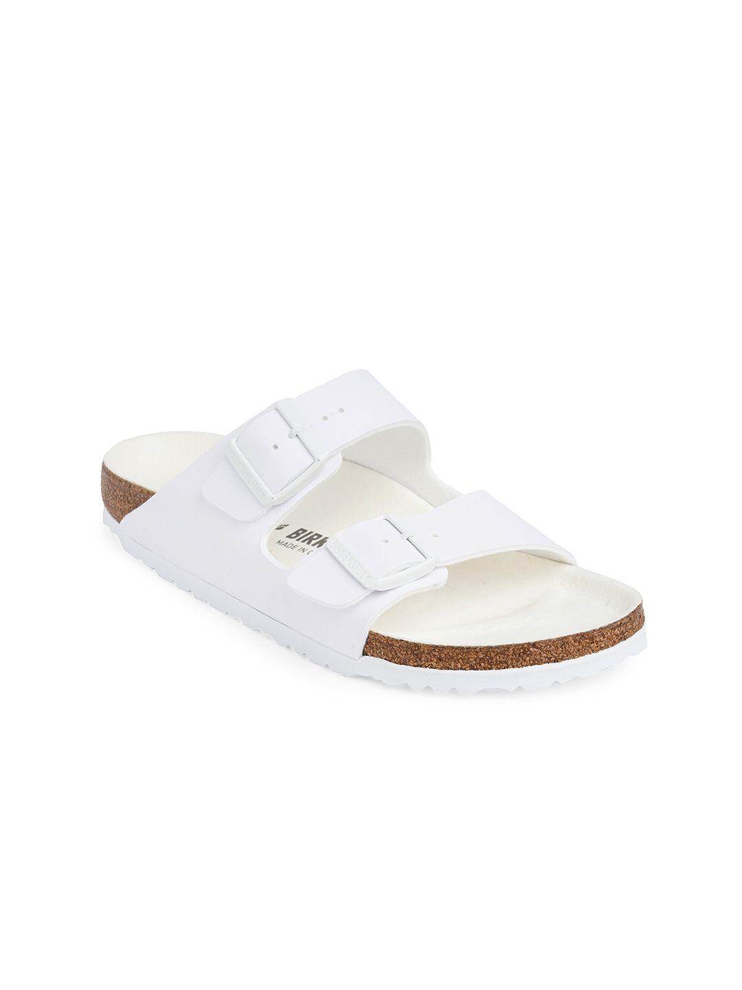 birkenstock unisex white narrow width arizona slide sandals