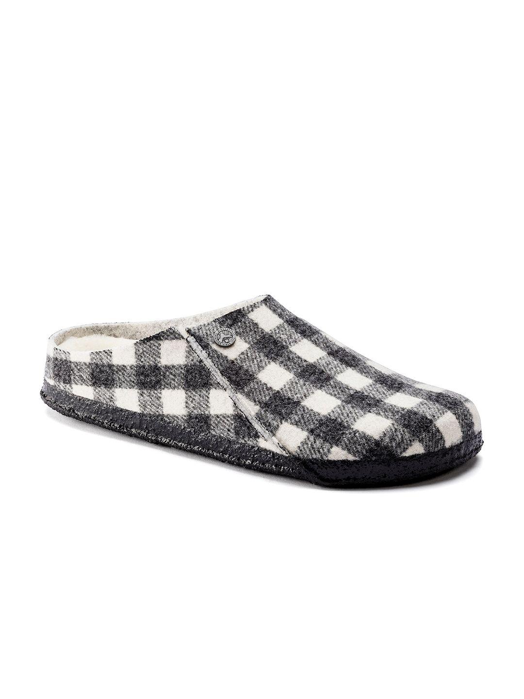 birkenstock unisex zermatt white & black printed rubber narrow-width room slippers