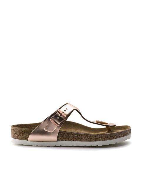 birkenstock women's gizeh copper regular width t-strap sandals