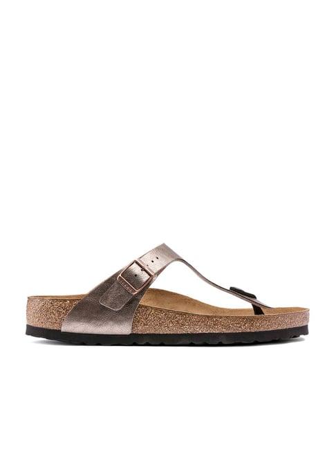 birkenstock women's gizeh graceful taupe narrow width t-strap sandals