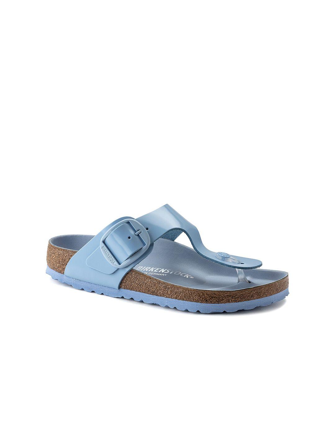 birkenstock women blue gizeh leather regular width open-toe flats