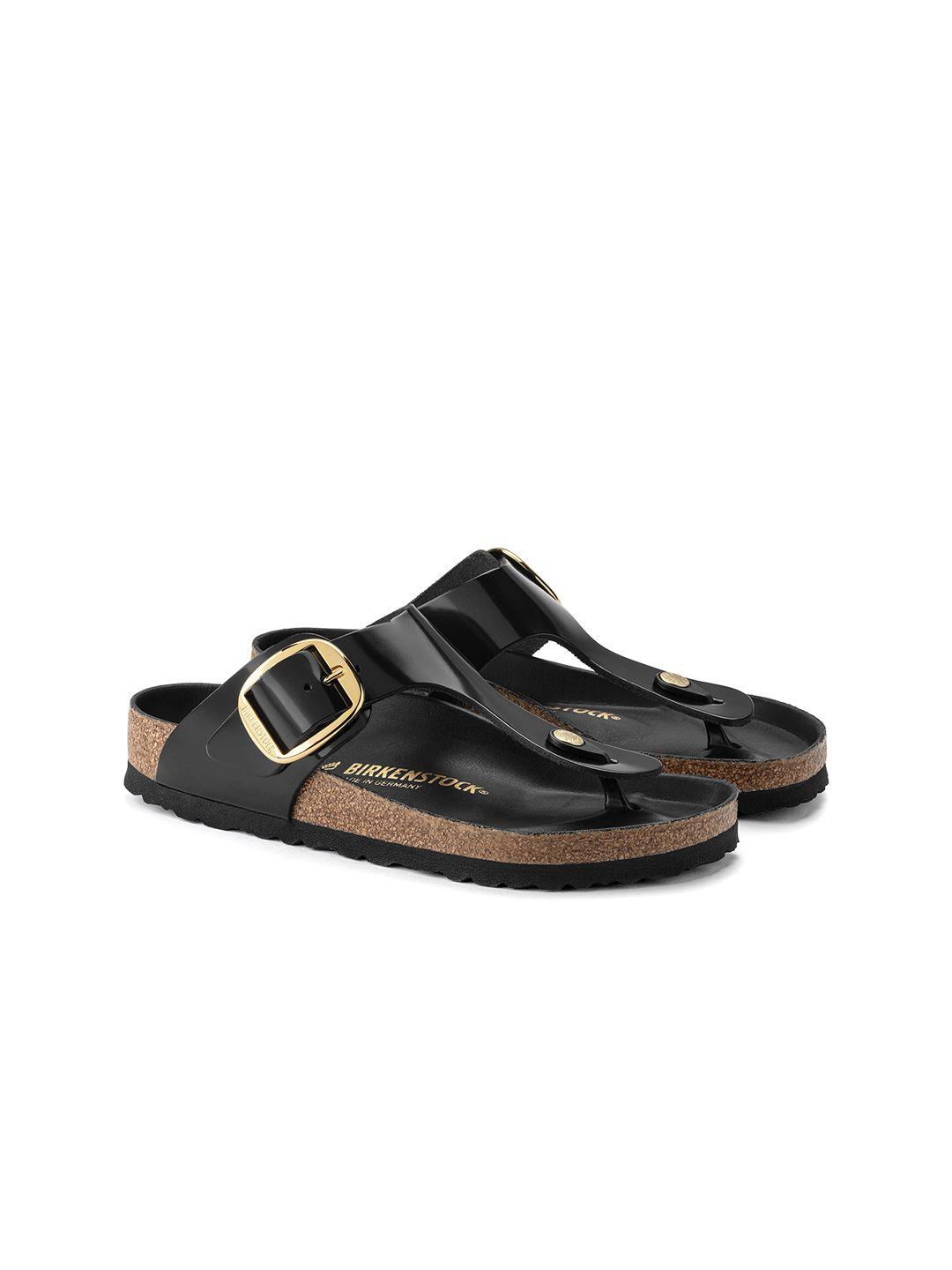 birkenstock women gizeh big buckle regular width leather t-strap flats