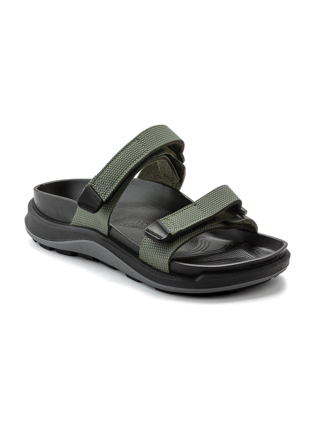 birkenstock women green & black sahara regular width sliders