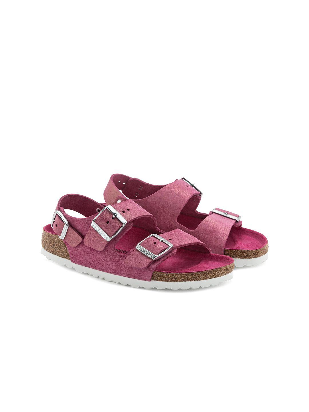 birkenstock women milano suede narrow width open toe flats with an ankle strap