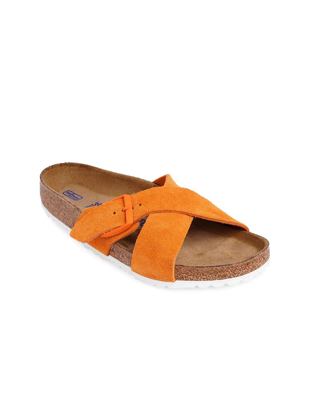 birkenstock women orange siena soft footbed regular sliders