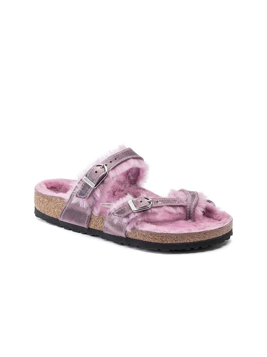 birkenstock women purple regular width mayari open toe flats with buckles