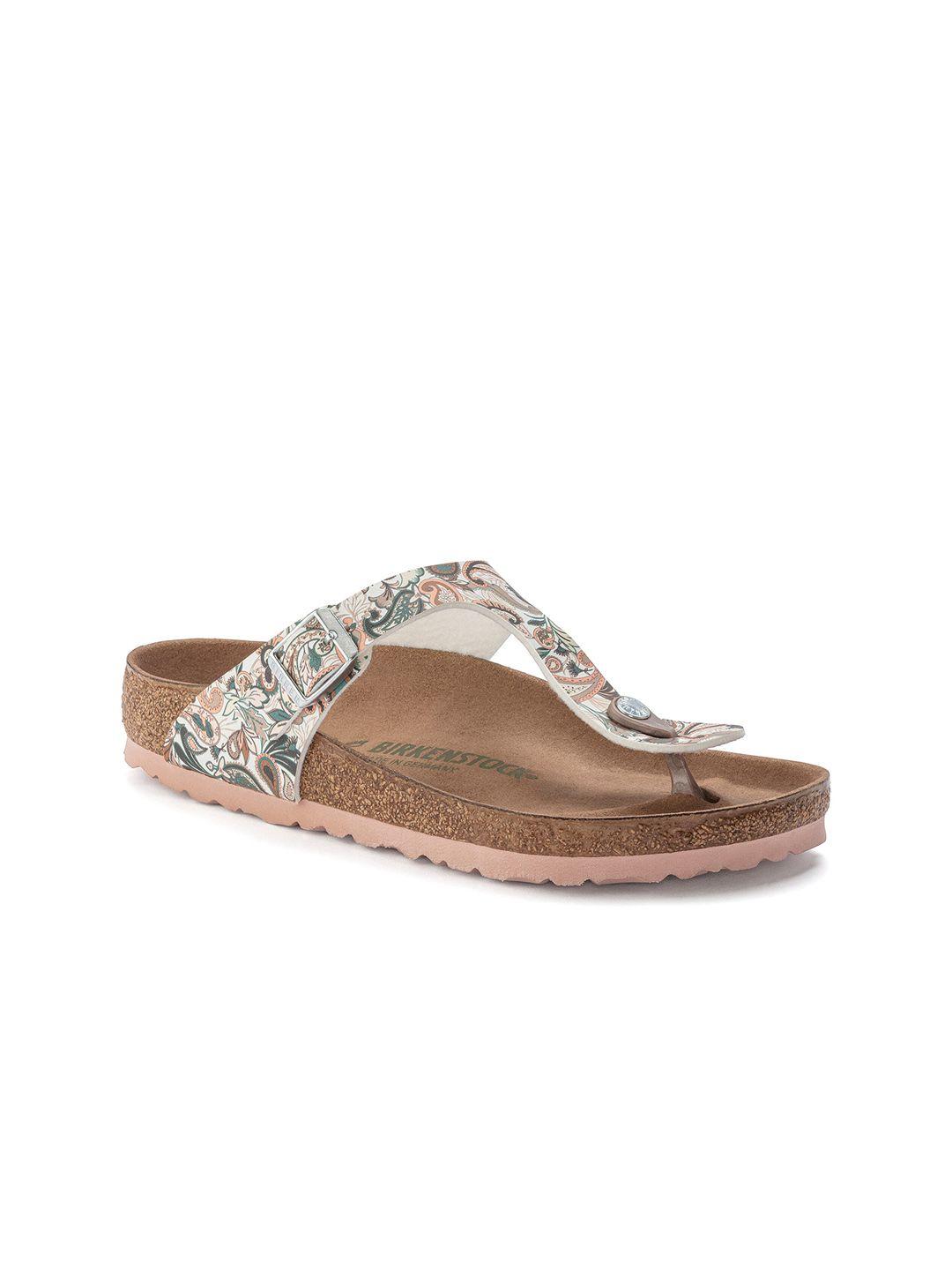 birkenstock women regular width pink printed gizeh t-strap thong flats flats