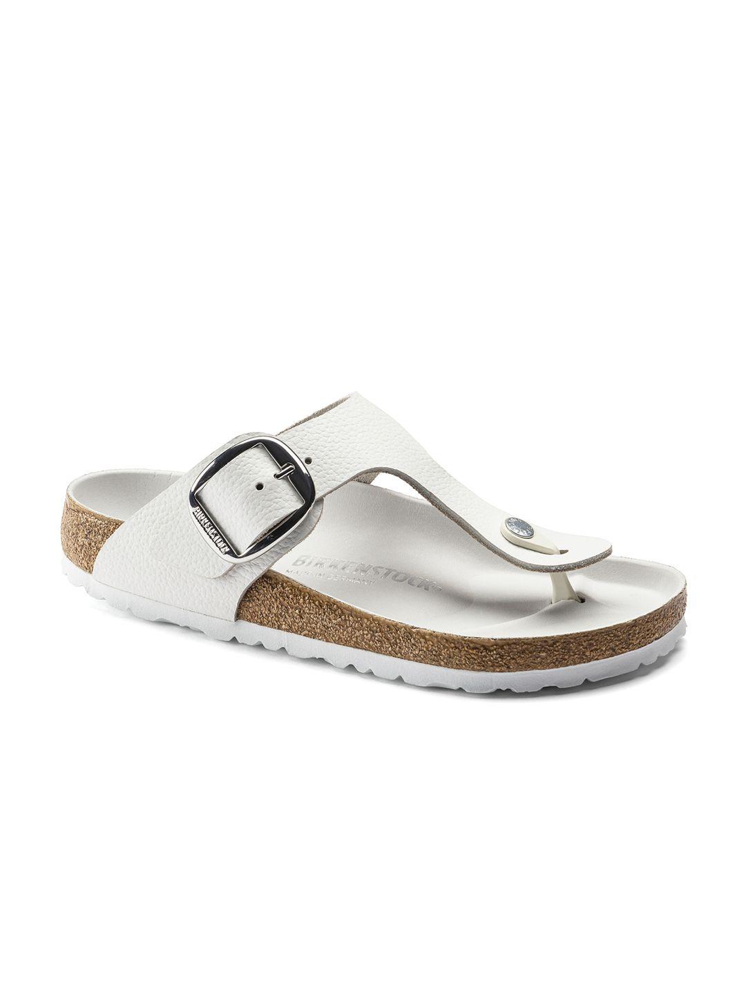 birkenstock women regular width white solid big buckle sliders