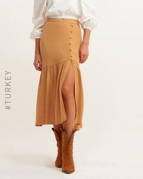 biscuit tiered skirt with front slit