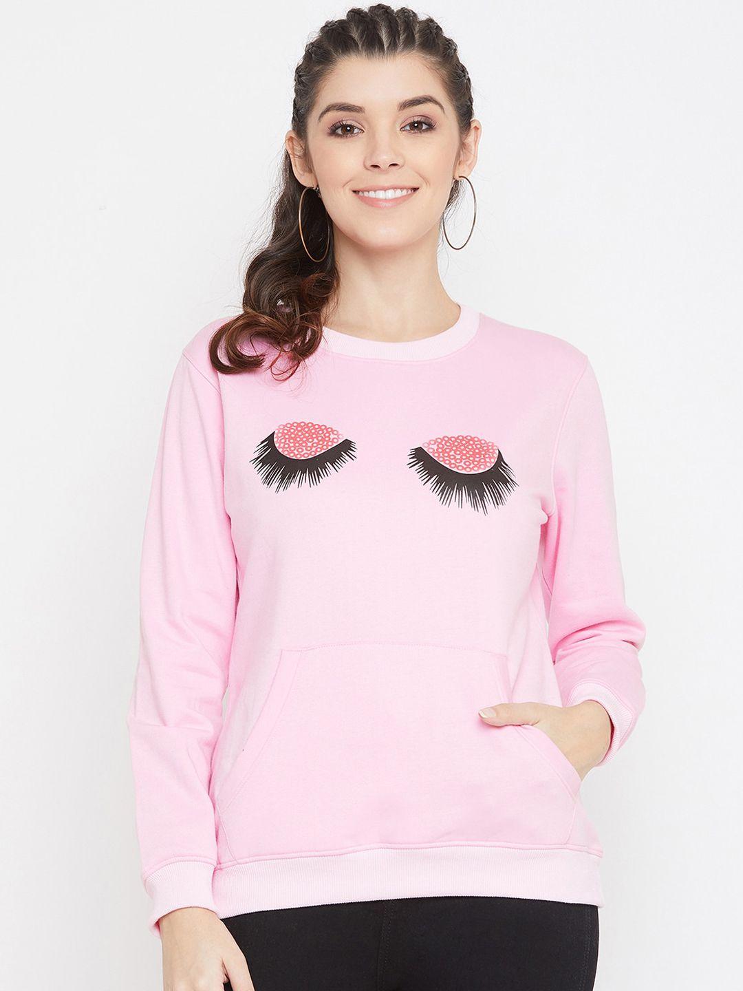 bishop cotton women pink printed sweatshirt