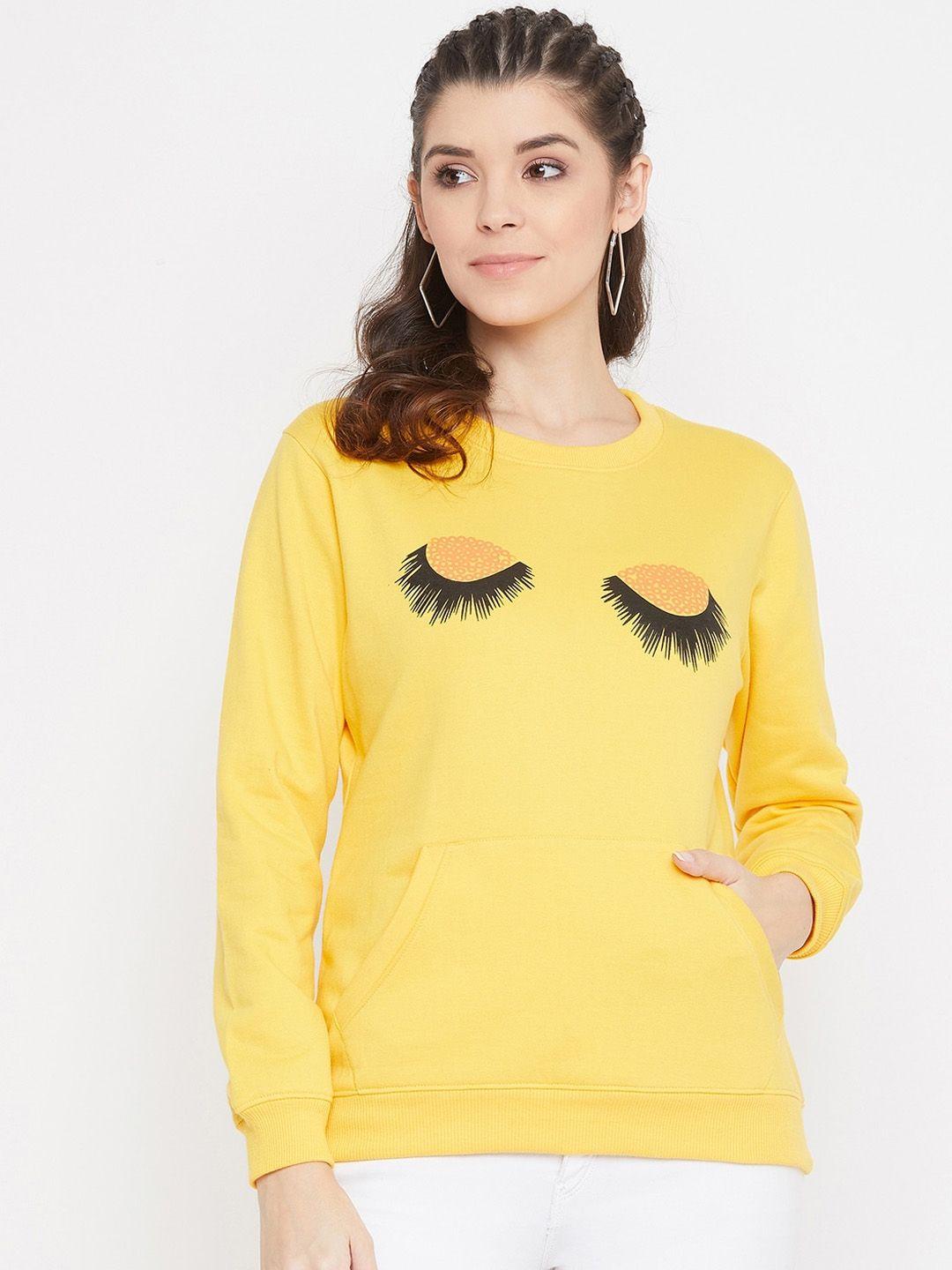 bishop cotton women yellow solid sweatshirt