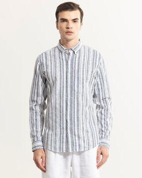 bister striped seersucker slim fit shirt