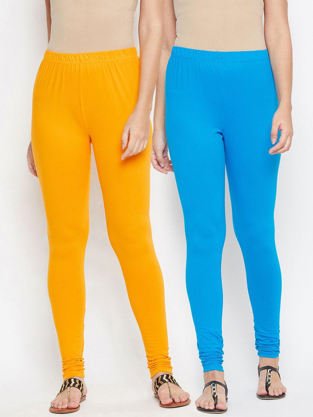bitterlime women pack of 2 solid churidar-length leggings