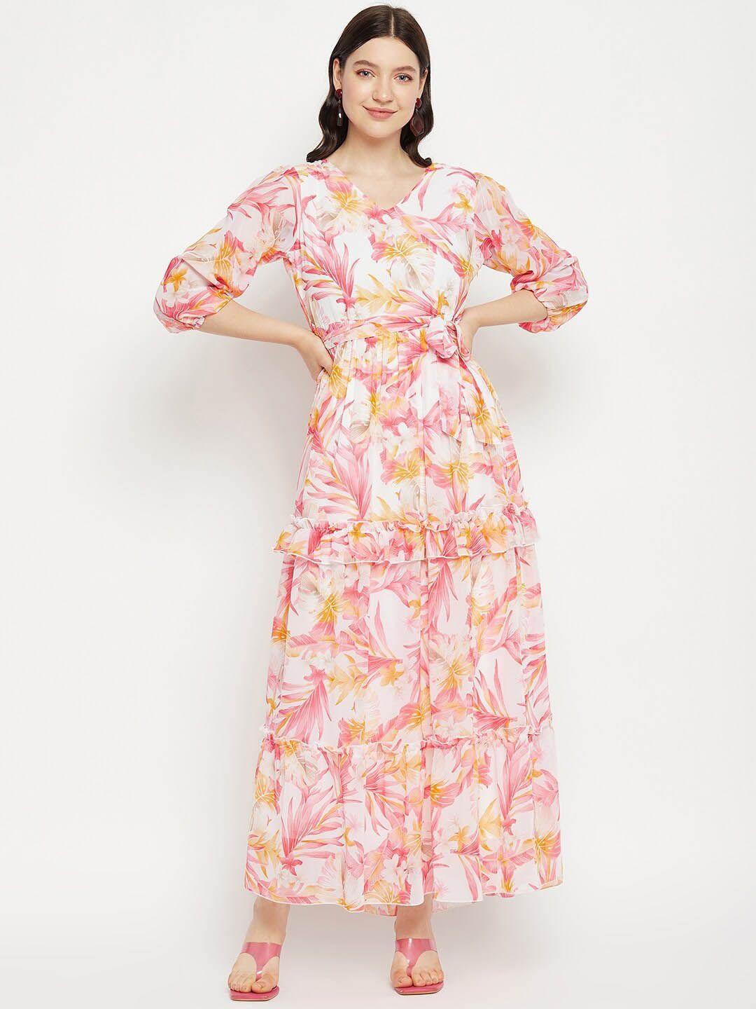 bitterlime floral print georgette maxi dress