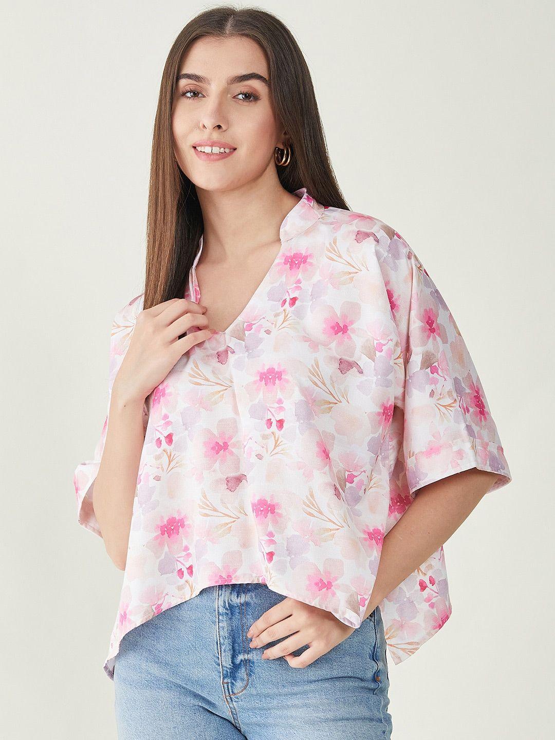 bitterlime floral printed v-neck top