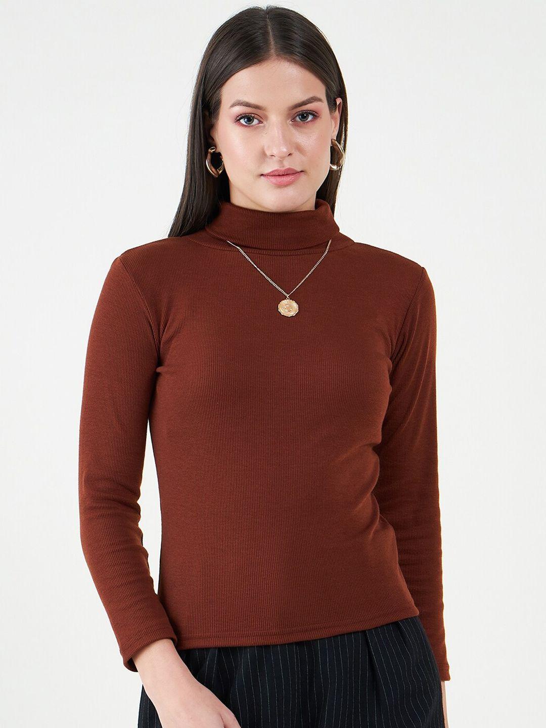 bitterlime long sleeves turtle neck cotton fitted top