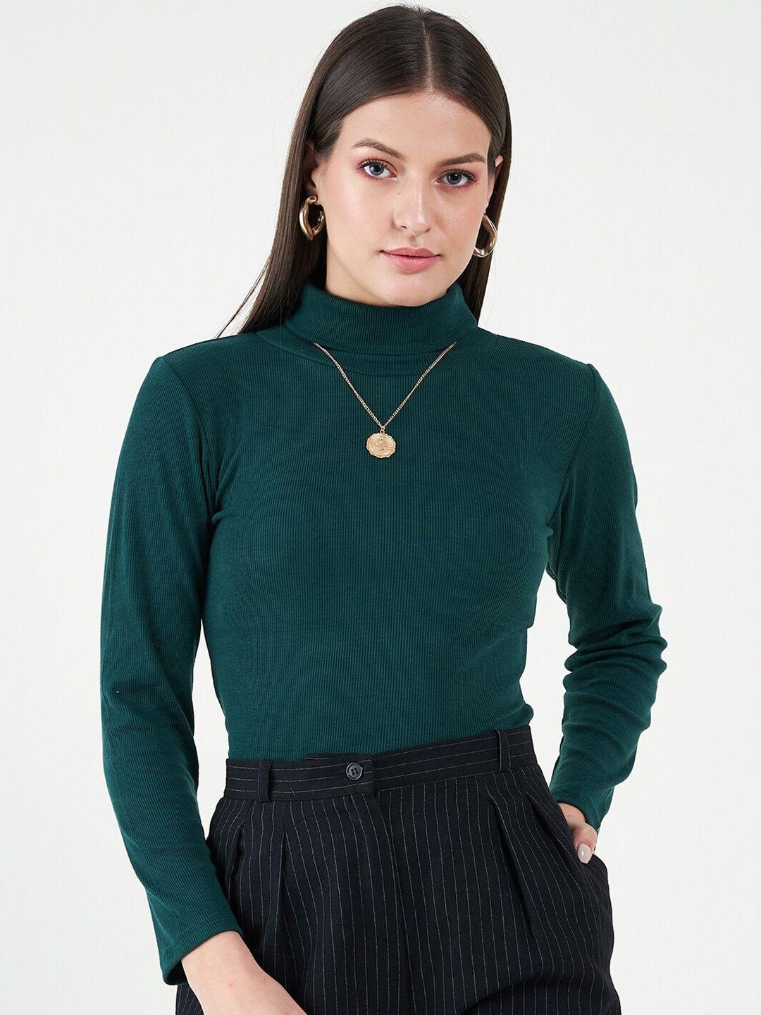 bitterlime long sleeves turtle neck cotton fitted top