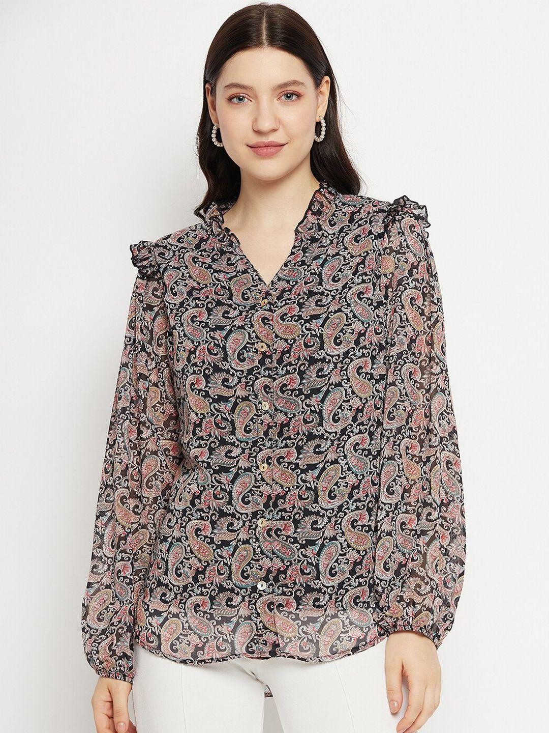 bitterlime paisley printed smart opaque georgette casual shirt