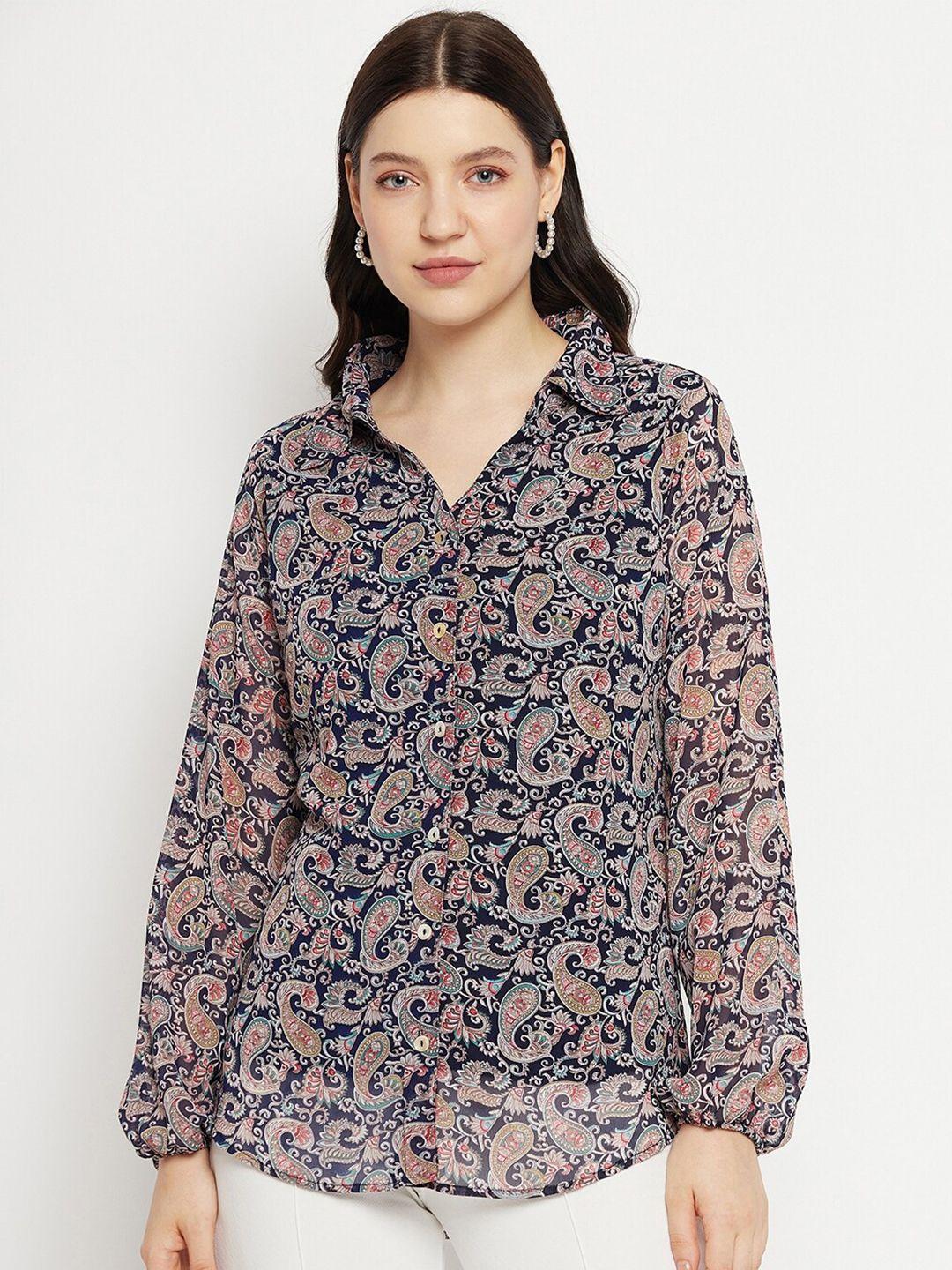 bitterlime paisley printed smart opaque georgette casual shirt