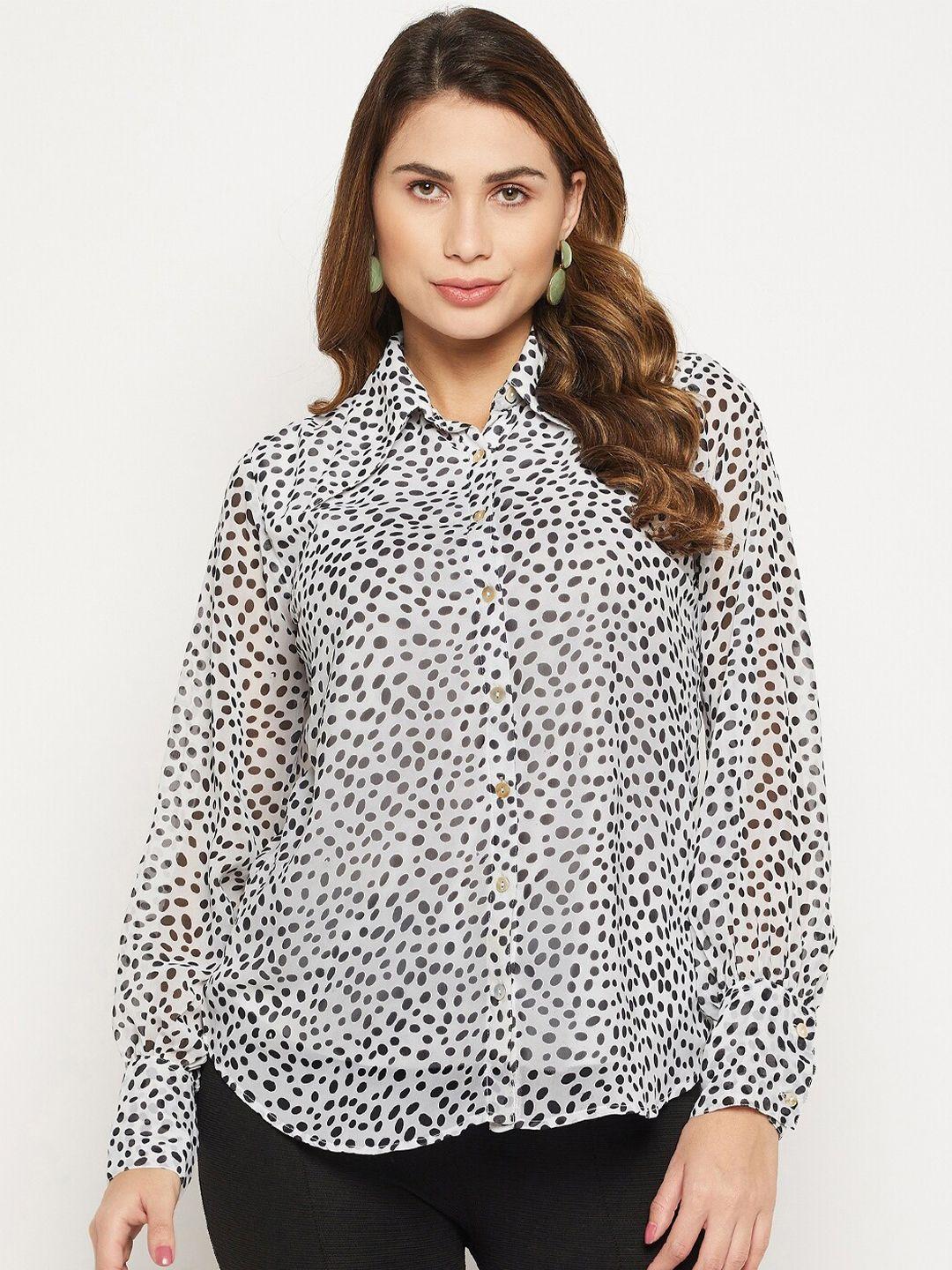 bitterlime relaxed button cuff printed georgette casual shirt