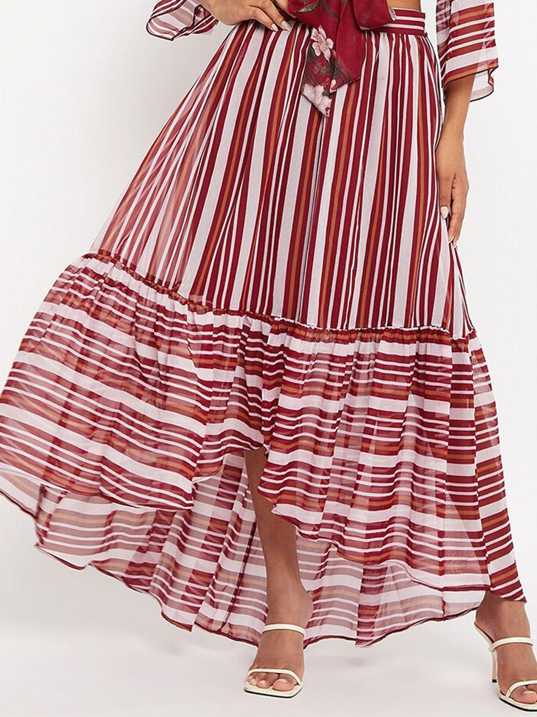 bitterlime striped flared maxi skirt