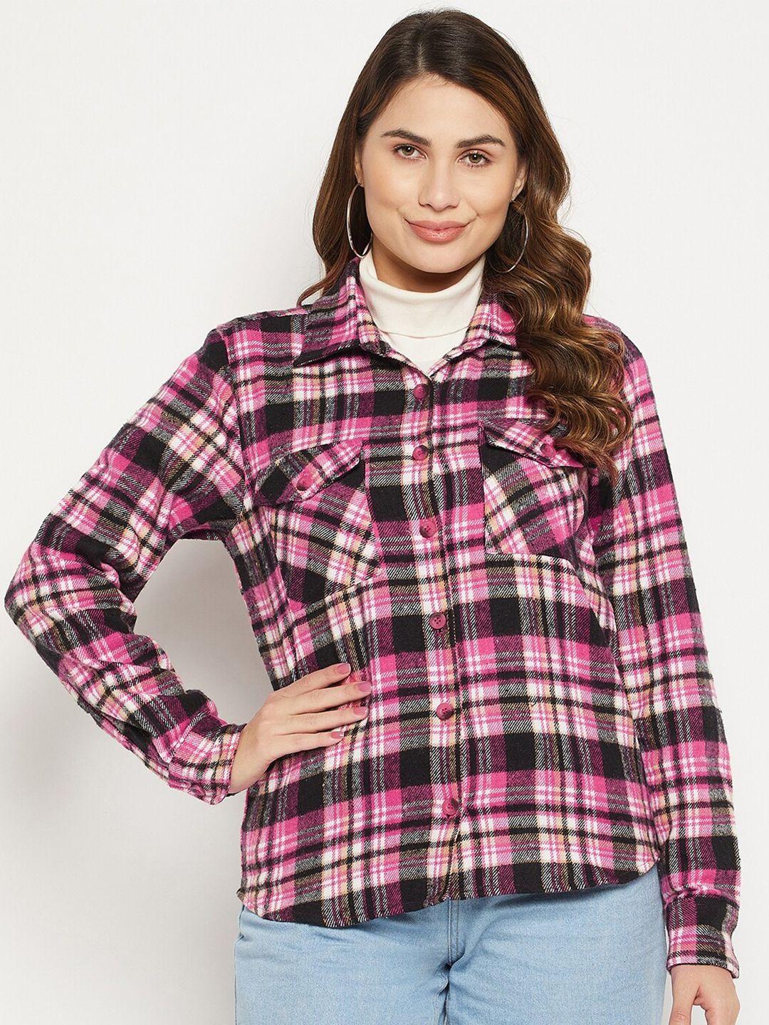 bitterlime women cotton relaxed tartan checks checked casual shirt