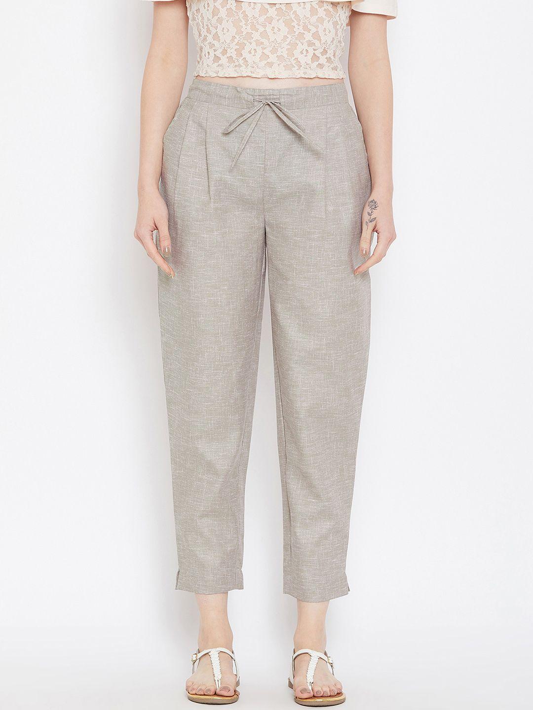 bitterlime women grey relaxed regular fit solid peg trousers