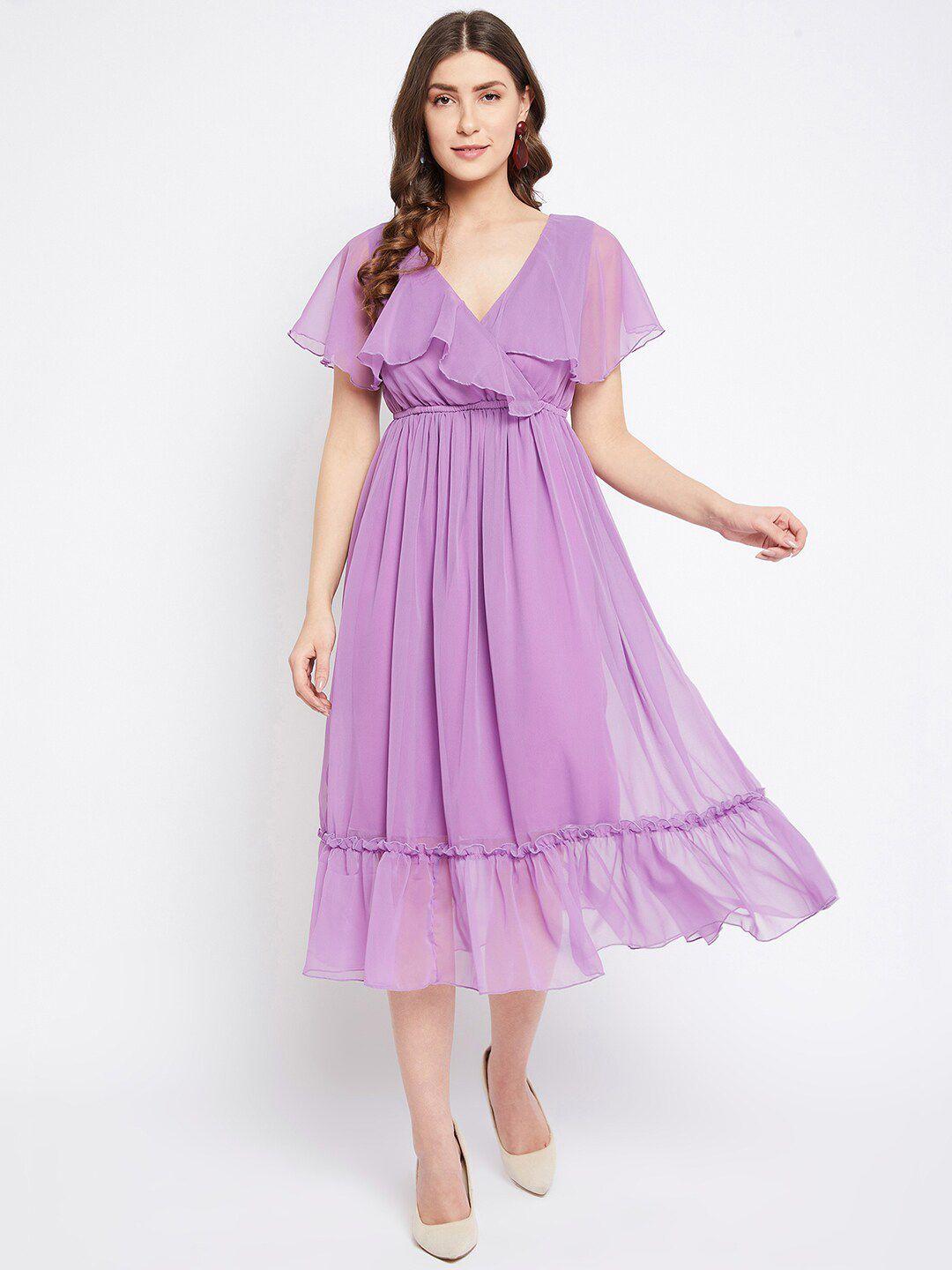 bitterlime women mauve georgette midi dress