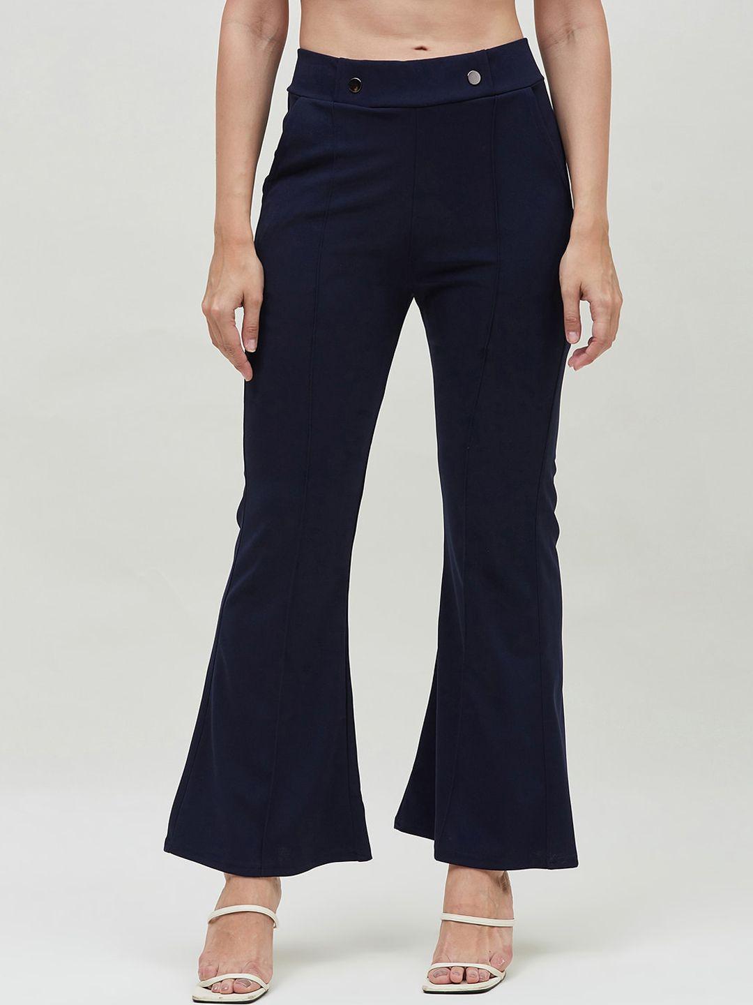 bitterlime women mid-rise smart skinny fit bootcut trousers