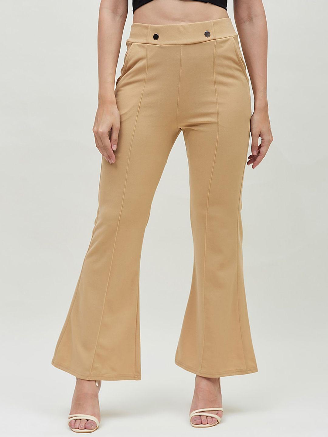 bitterlime women mid-rise smart skinny fit bootcut trousers