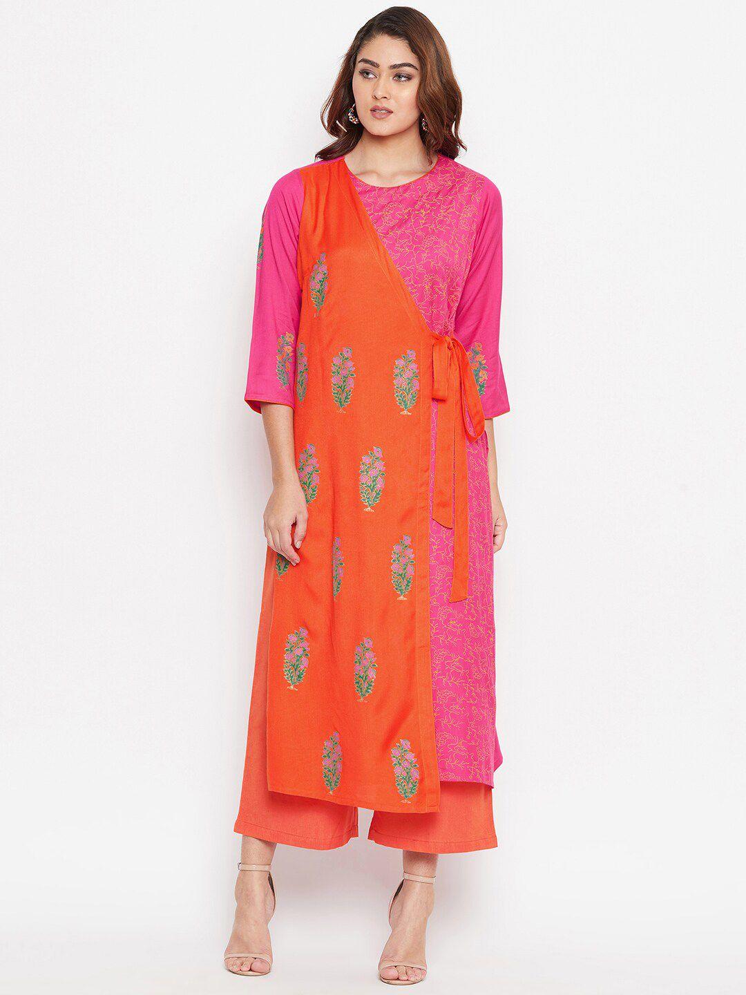 bitterlime women pink ethnic motifs printed kurta