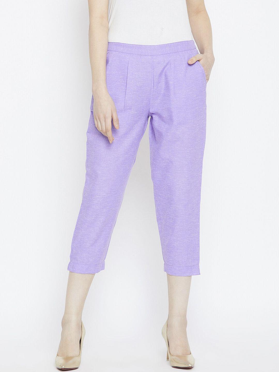 bitterlime women purple relaxed pleated trousers