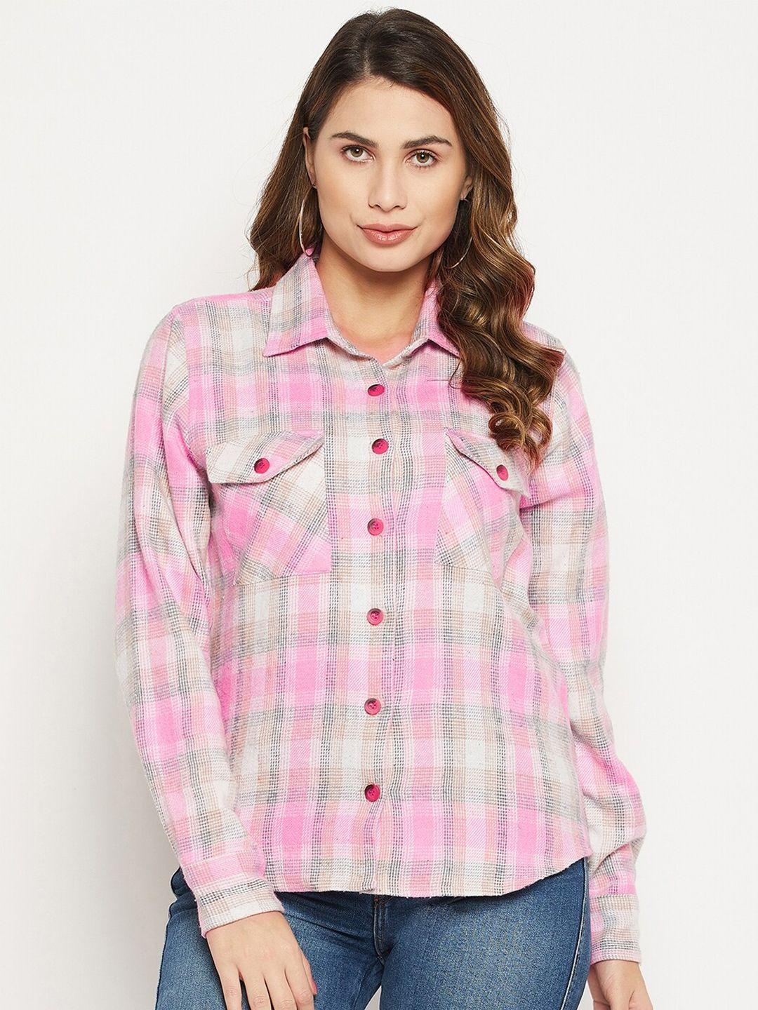 bitterlime women relaxed checked casual shirt