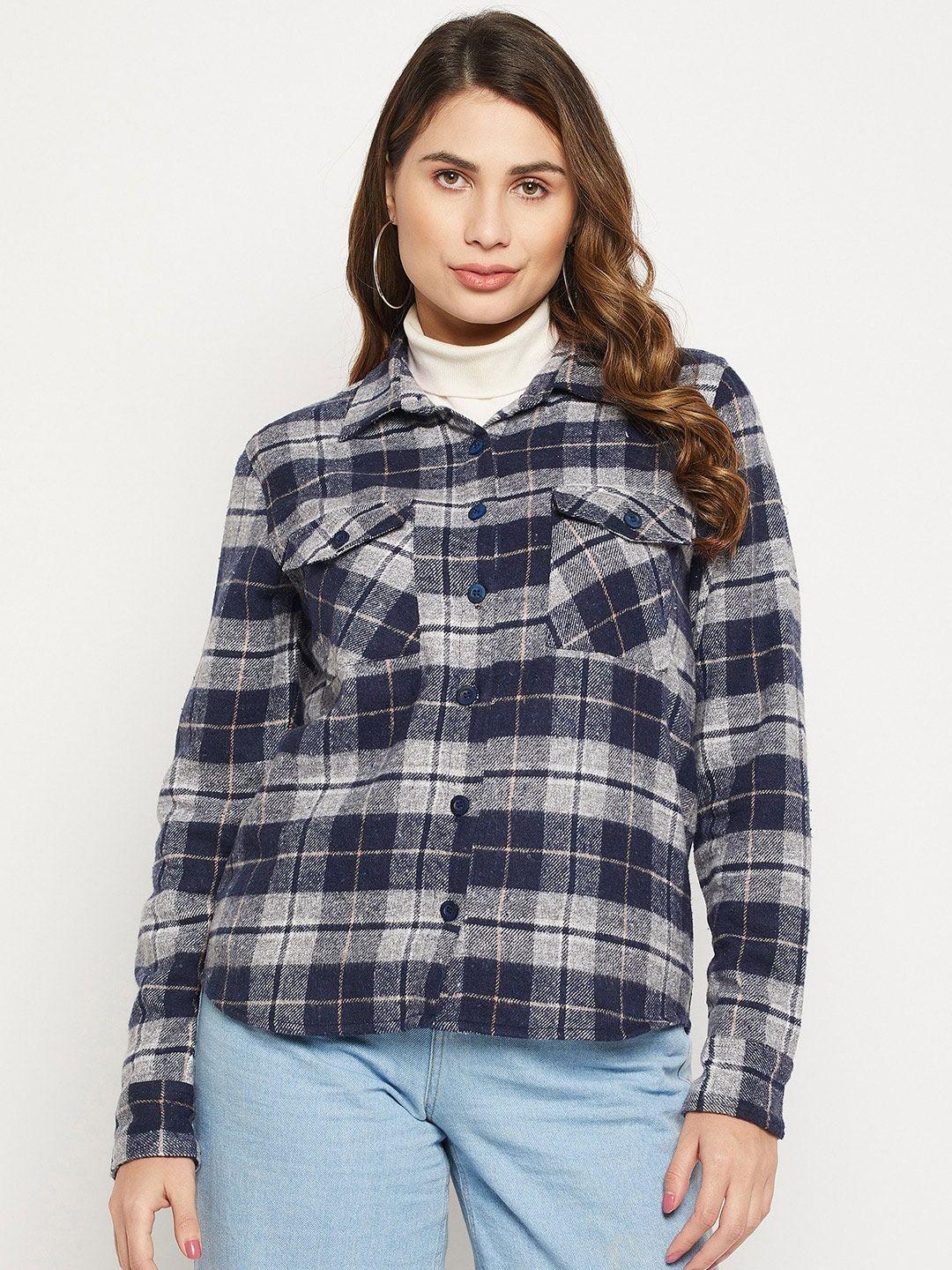 bitterlime women relaxed tartan checked casual shirt