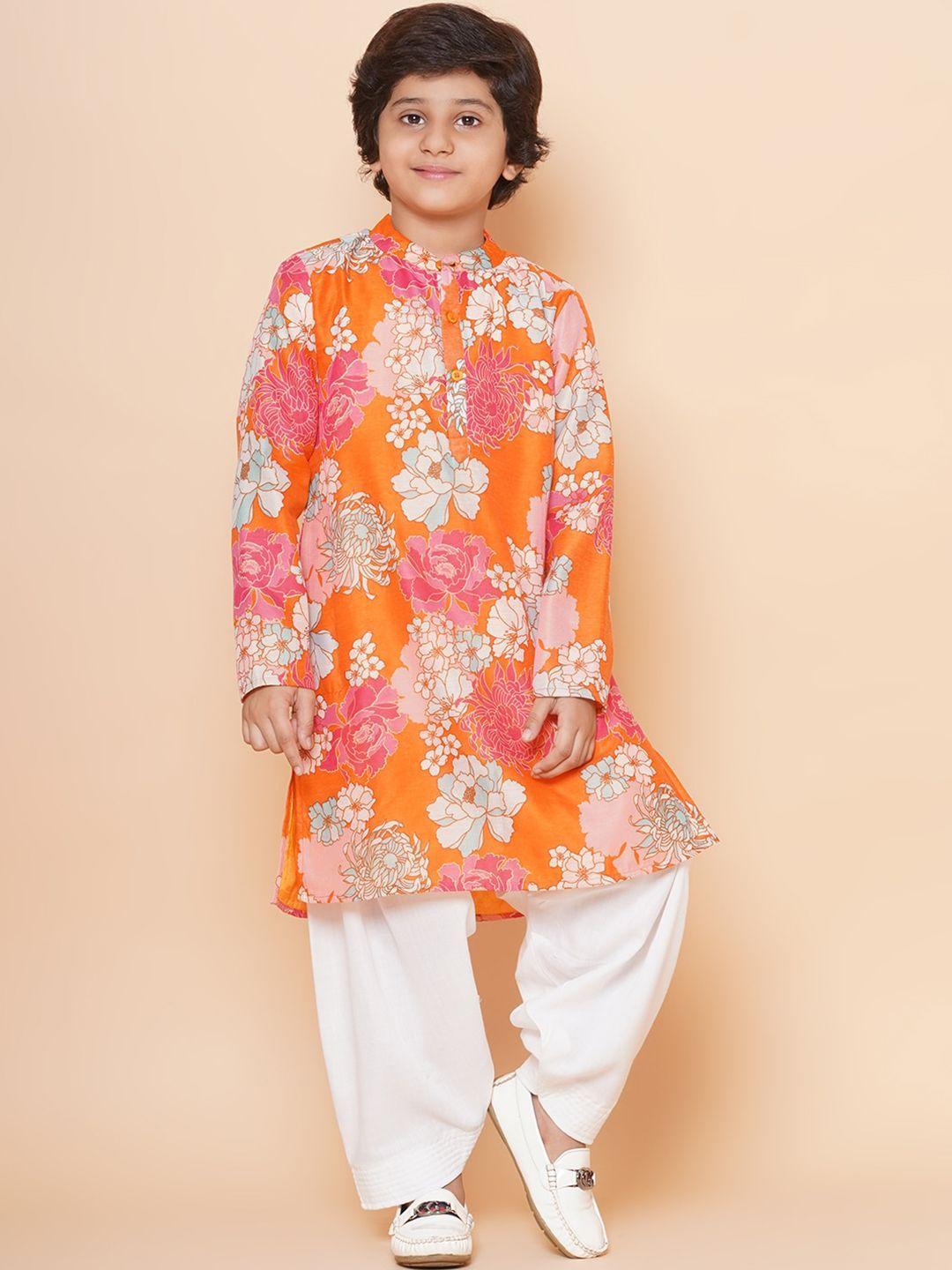 bittu by bhama boys floral printed regular kurta with salwar