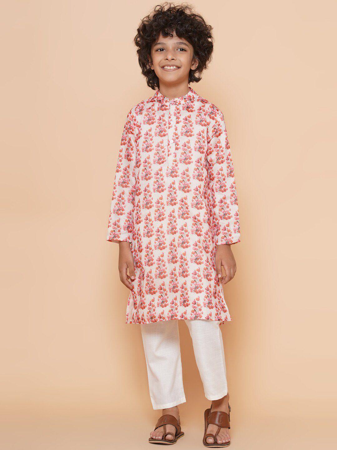 bittu by bhama boys floral printed straight kurta with pyjamas